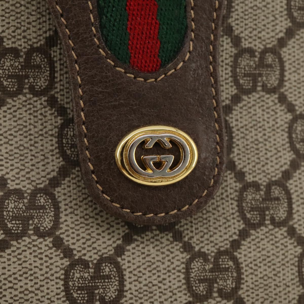 GUCCI GG Supreme Web Sherry Line Bag PVC Beige Gold 116 02 076 Auth 203846