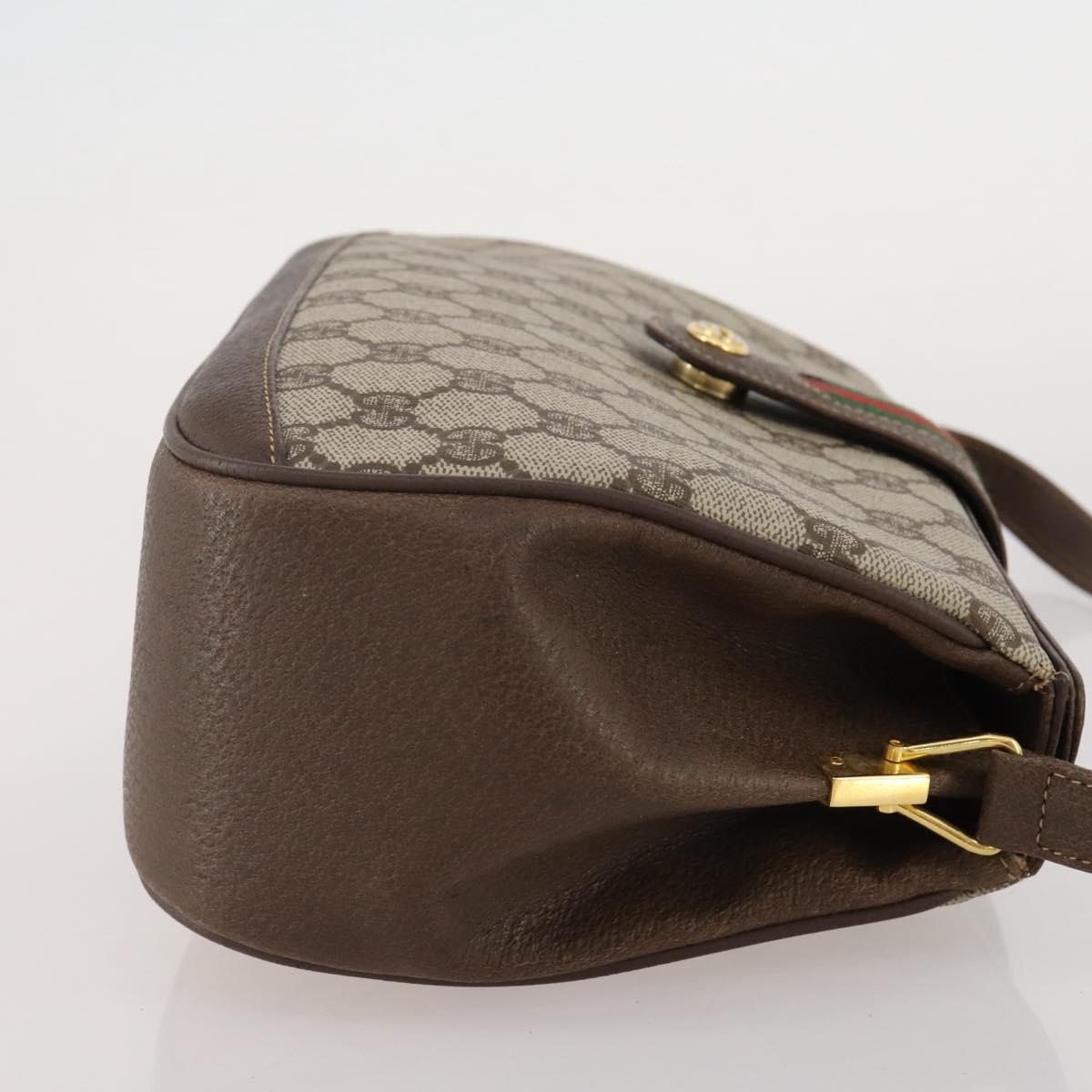 GUCCI GG Supreme Web Sherry Line Bag PVC Beige Gold 116 02 076 Auth 203846