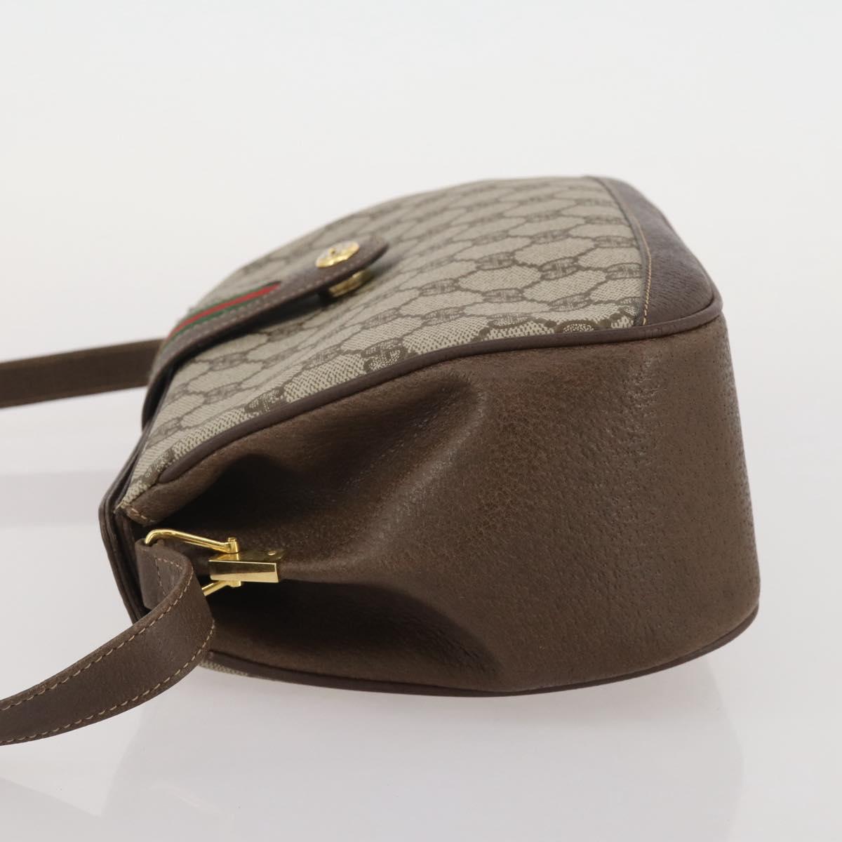 GUCCI GG Supreme Web Sherry Line Bag PVC Beige Gold 116 02 076 Auth 203846