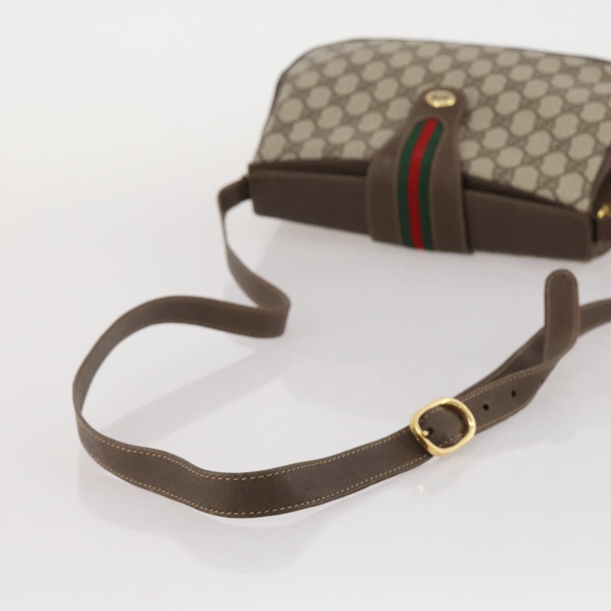 GUCCI GG Supreme Web Sherry Line Bag PVC Beige Gold 116 02 076 Auth 203846
