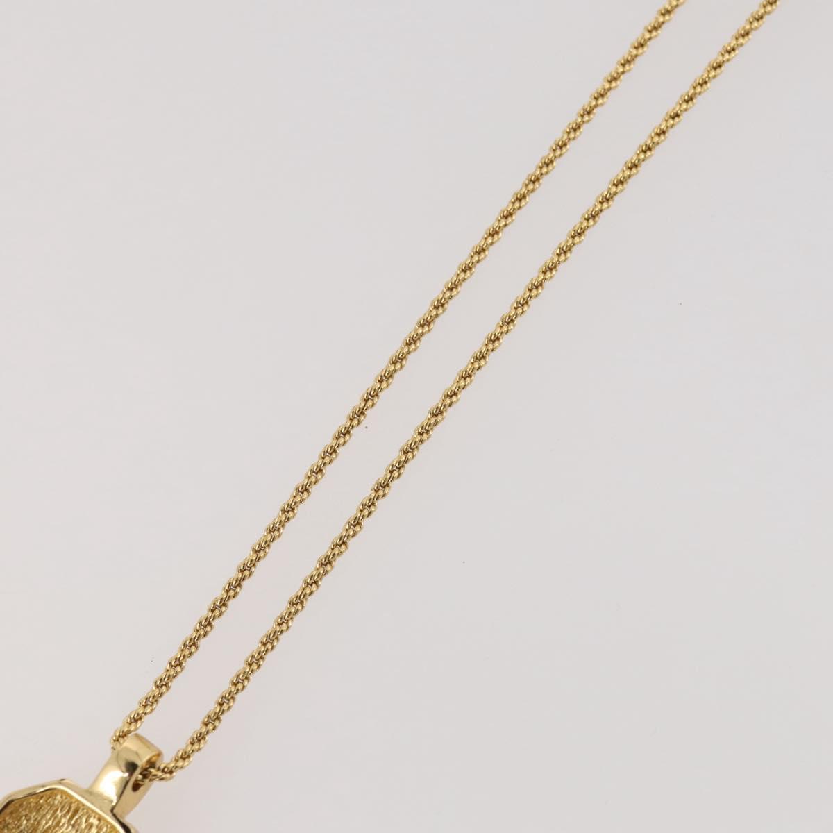 Christian Dior Rhinestone Necklace metal Gold Tone Auth 203860