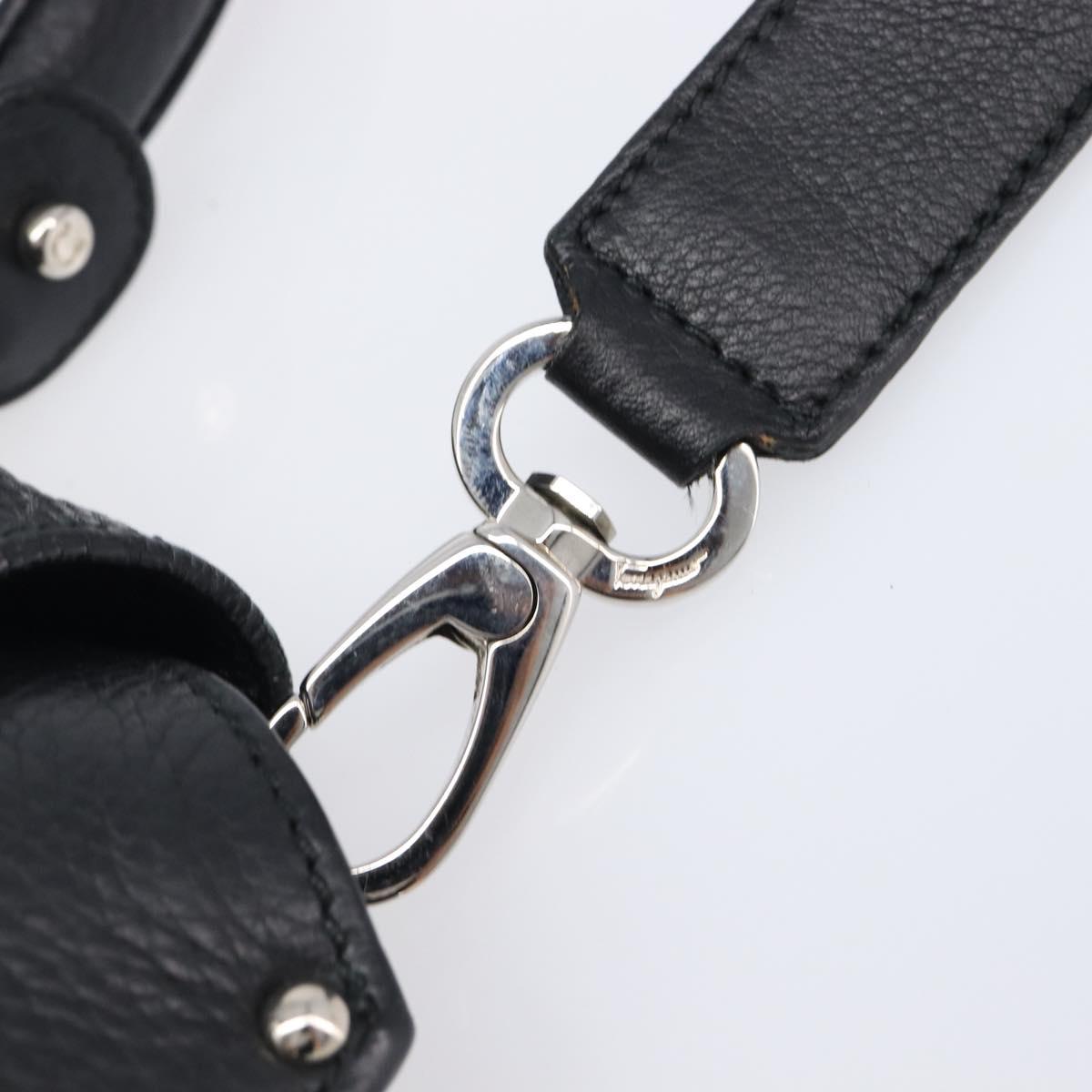 Salvatore Ferragamo Sofia Gancini Bag Leather 2way Black Silver Auth 203870V
