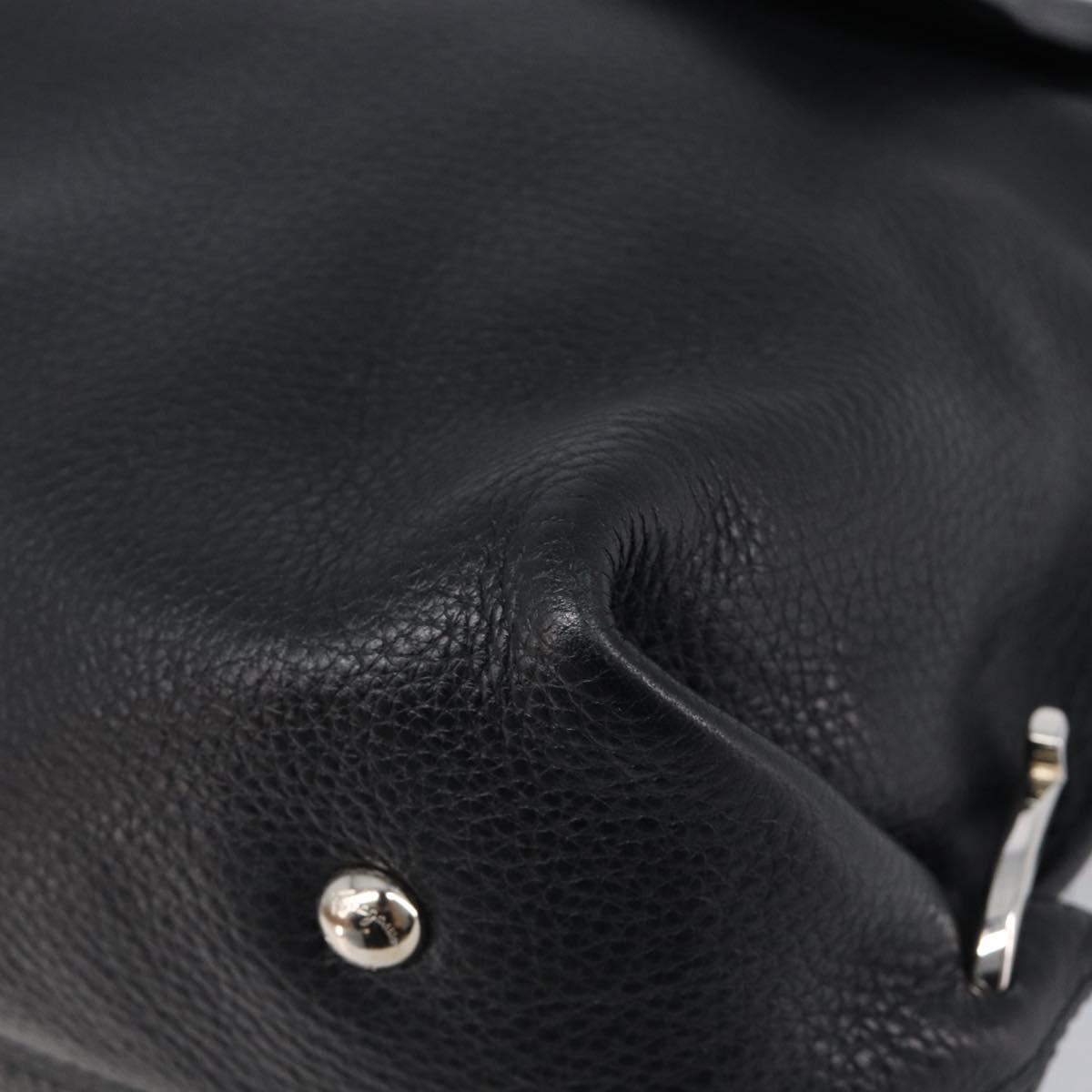 Salvatore Ferragamo Sofia Gancini Bag Leather 2way Black Silver Auth 203870V
