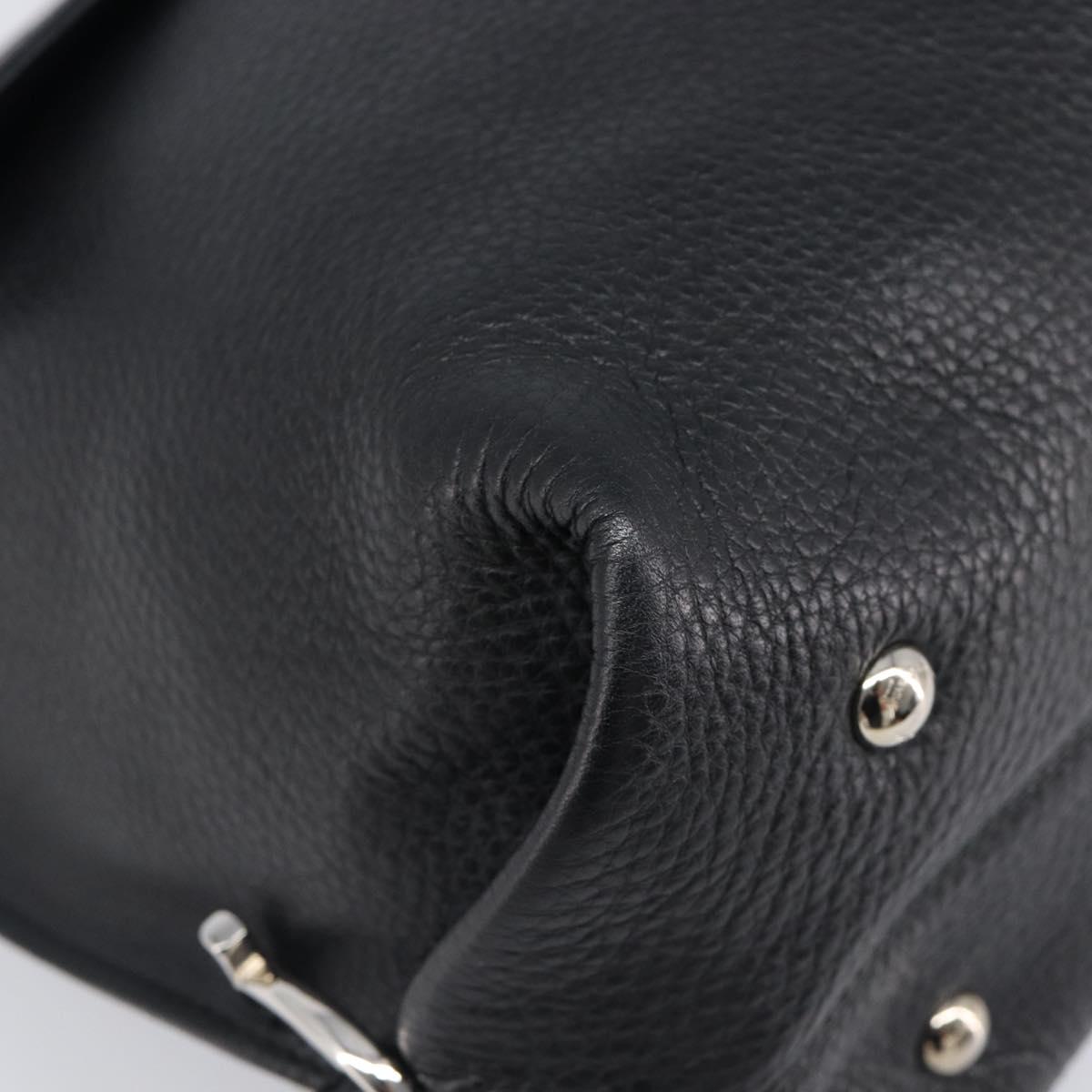 Salvatore Ferragamo Sofia Gancini Bag Leather 2way Black Silver Auth 203870V