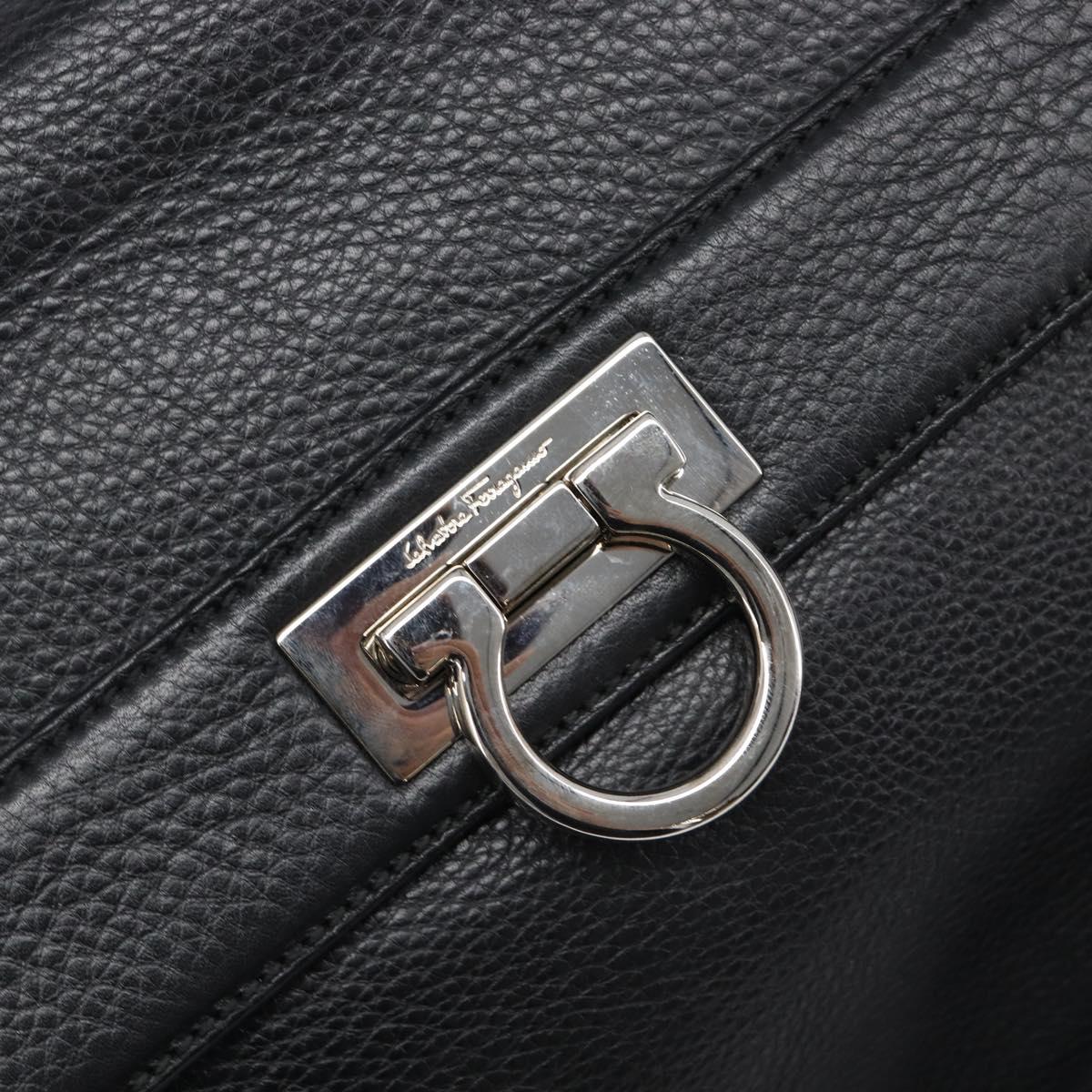 Salvatore Ferragamo Sofia Gancini Bag Leather 2way Black Silver Auth 203870V