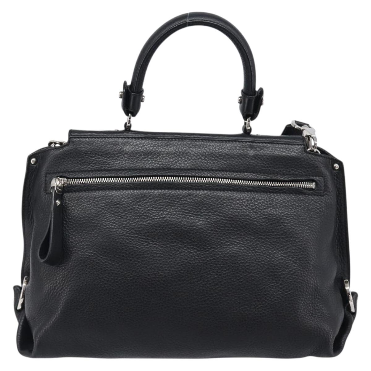 Salvatore Ferragamo Sofia Gancini Bag Leather 2way Black Silver Auth 203870V