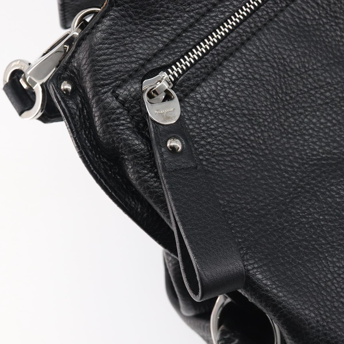 Salvatore Ferragamo Sofia Gancini Bag Leather 2way Black Silver Auth 203870V