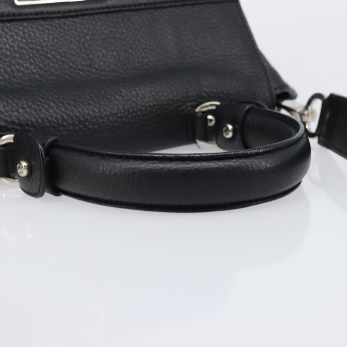 Salvatore Ferragamo Sofia Gancini Bag Leather 2way Black Silver Auth 203870V