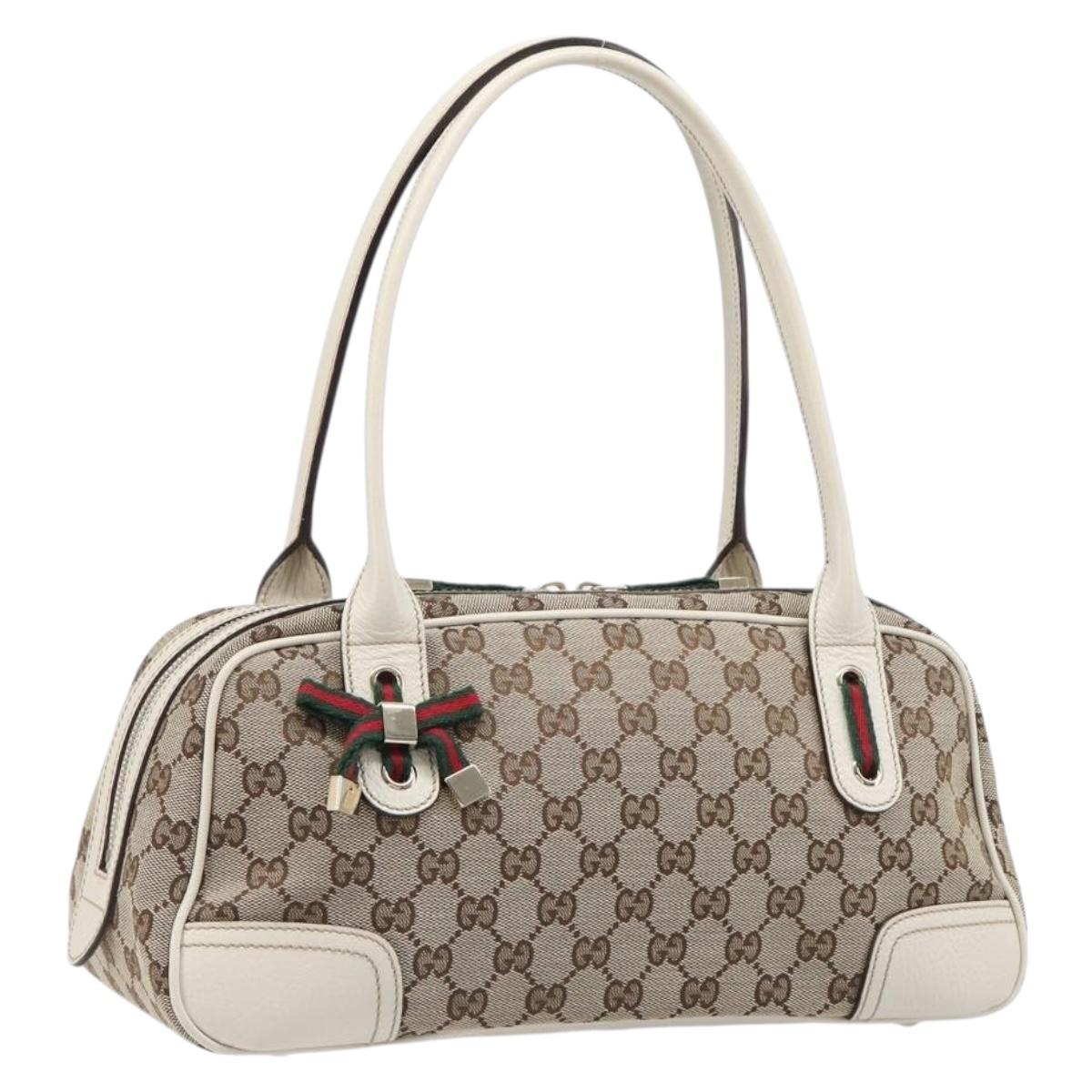 GUCCI GG Canvas Princi Hand Bag Leather Beige Gold 161720 Auth 203872SAV