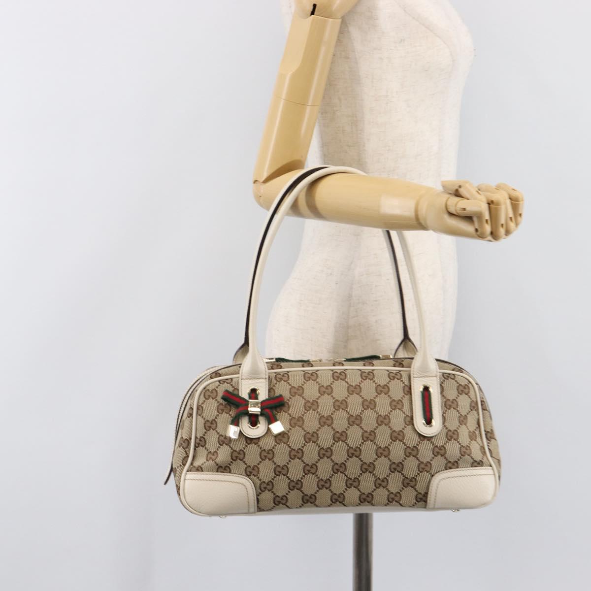 GUCCI GG Canvas Princi Hand Bag Leather Beige Gold 161720 Auth 203872SAV