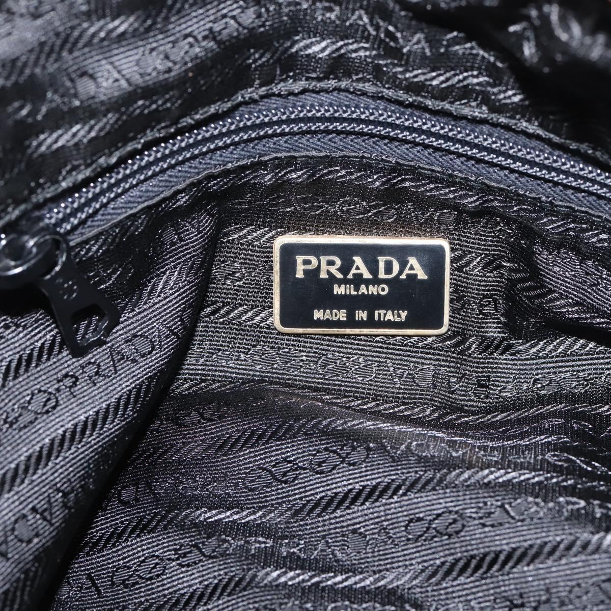 PRADA Chain Shoulder Bag Nylon Khaki Gold Auth 203875