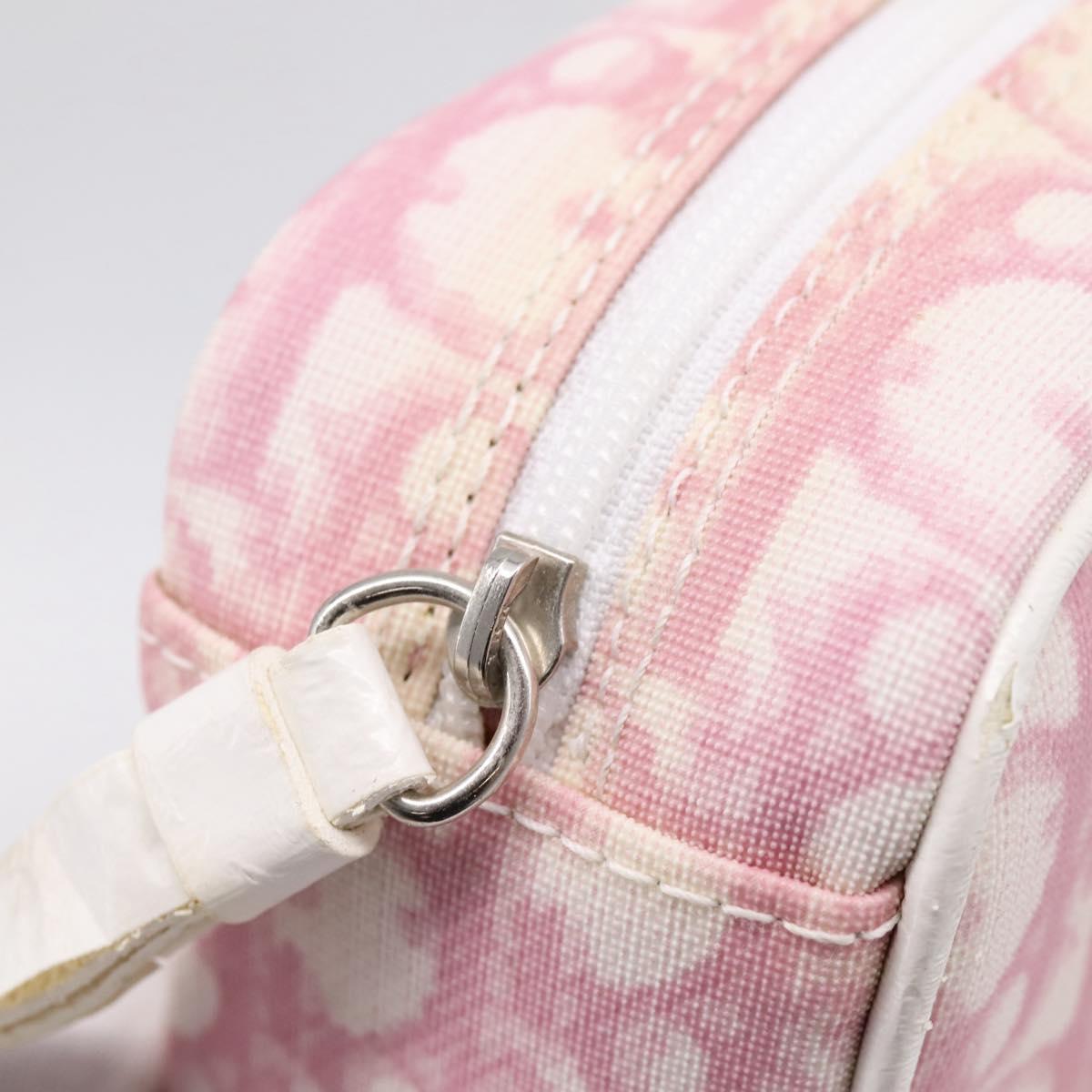 Christian Dior Trotter Canvas Pouch PVC Pink Silver Auth 203879