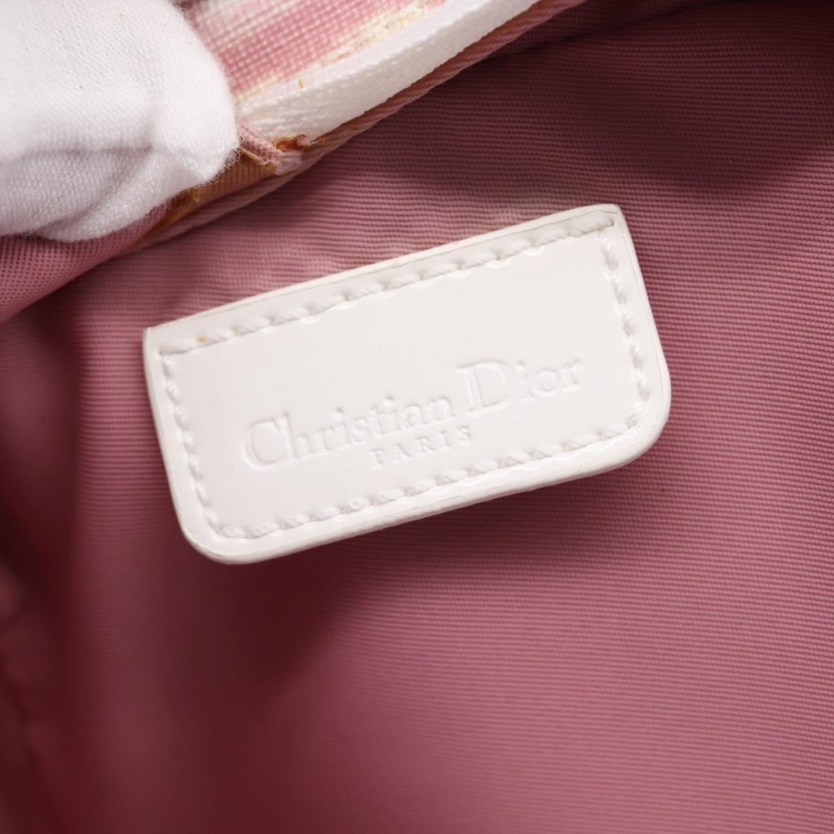Christian Dior Trotter Canvas Pouch PVC Pink Silver Auth 203879