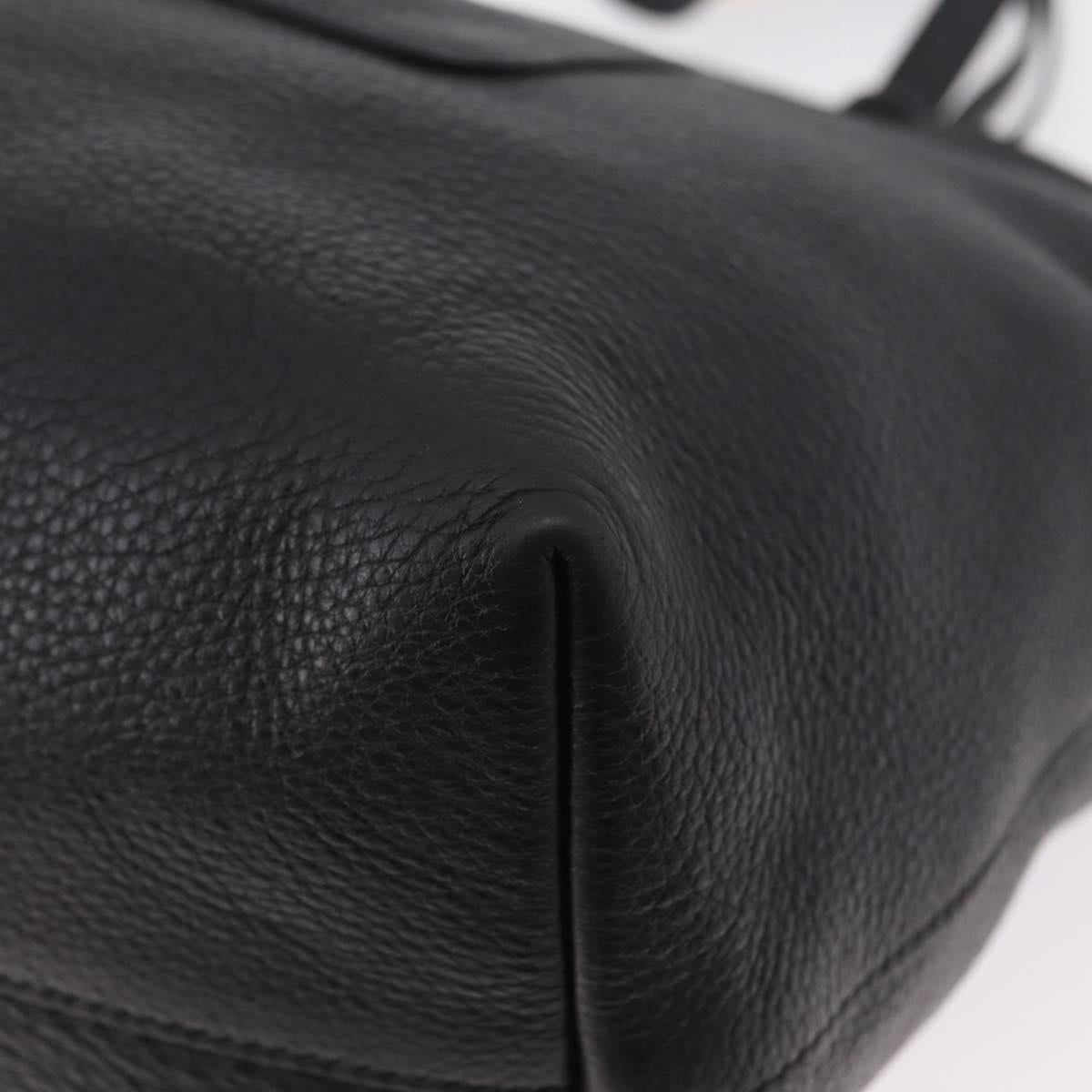 PRADA Tote Bag Vittero Dino Leather Black Gold Auth 203881V