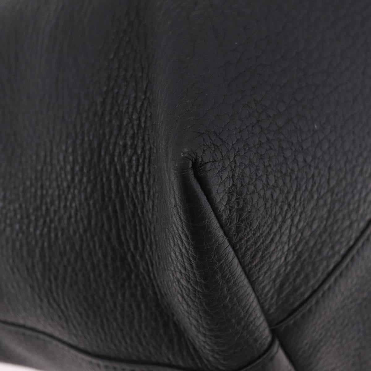 PRADA Tote Bag Vittero Dino Leather Black Gold Auth 203881V