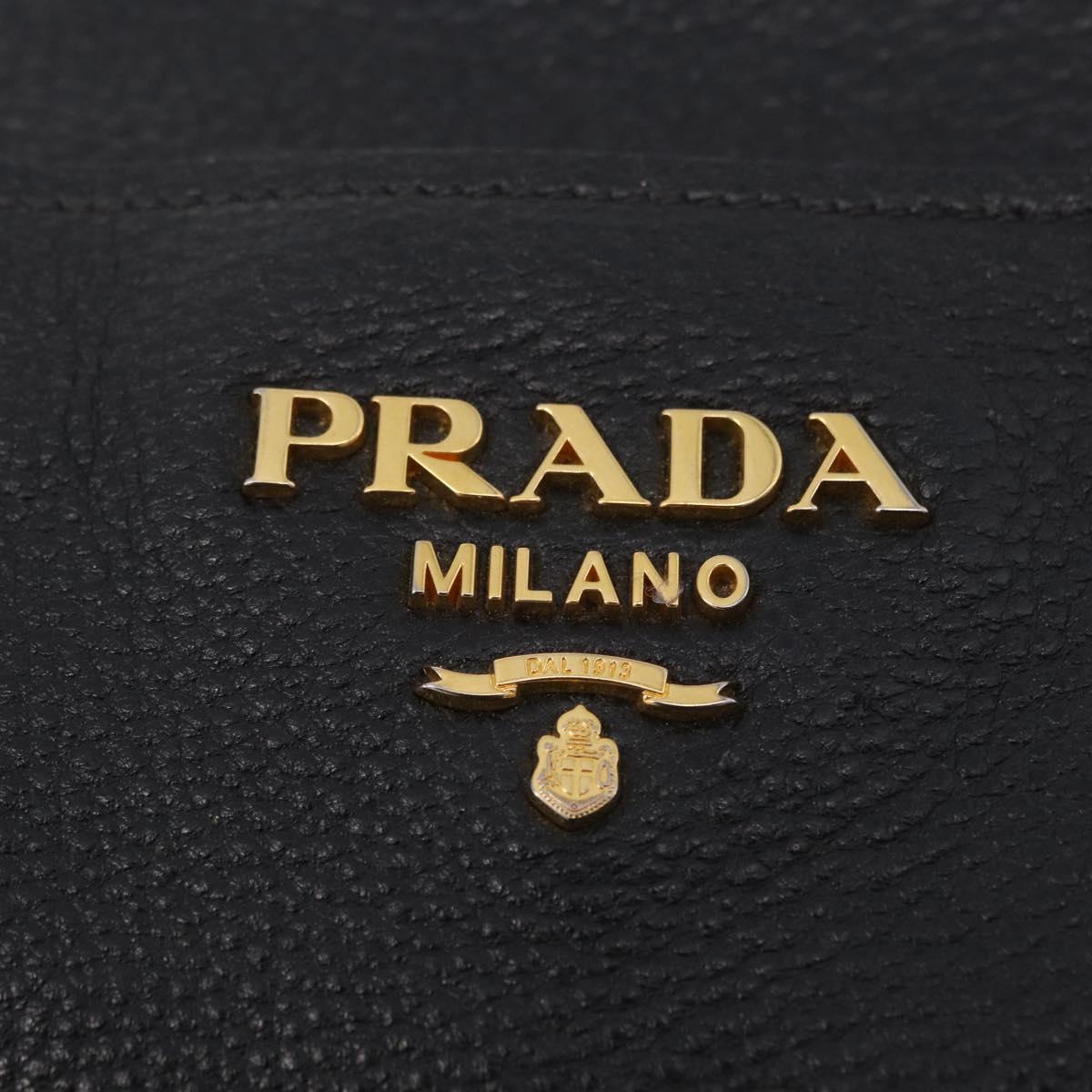 PRADA Tote Bag Vittero Dino Leather Black Gold Auth 203881V