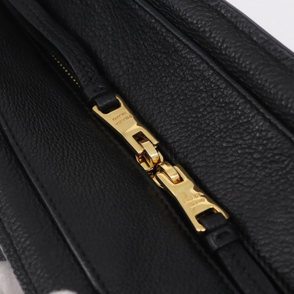 PRADA Tote Bag Vittero Dino Leather Black Gold Auth 203881V
