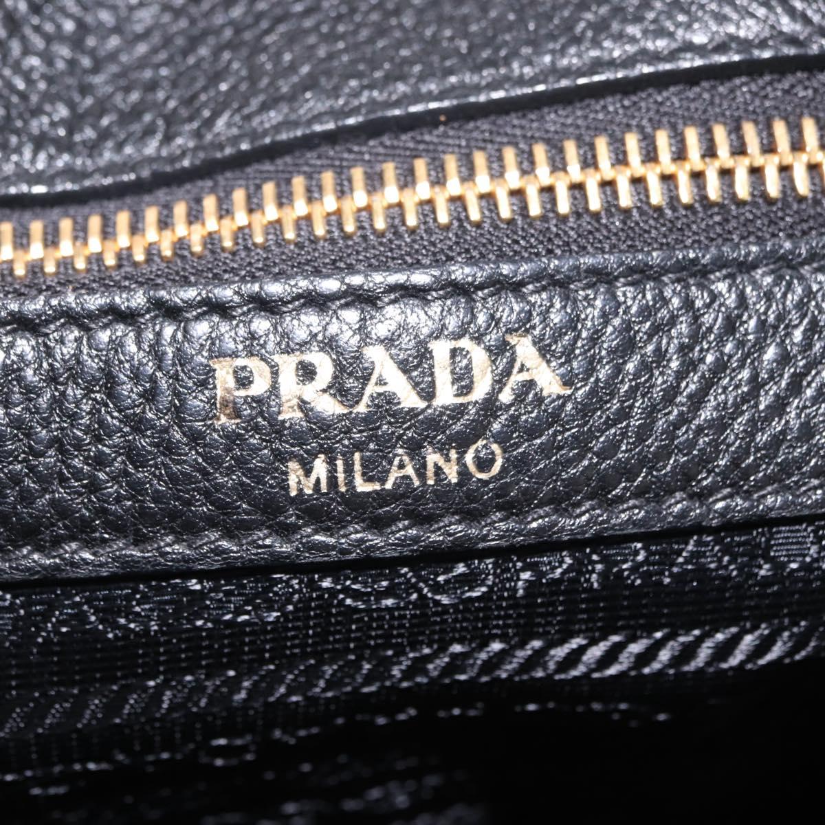 PRADA Tote Bag Vittero Dino Leather Black Gold Auth 203881V