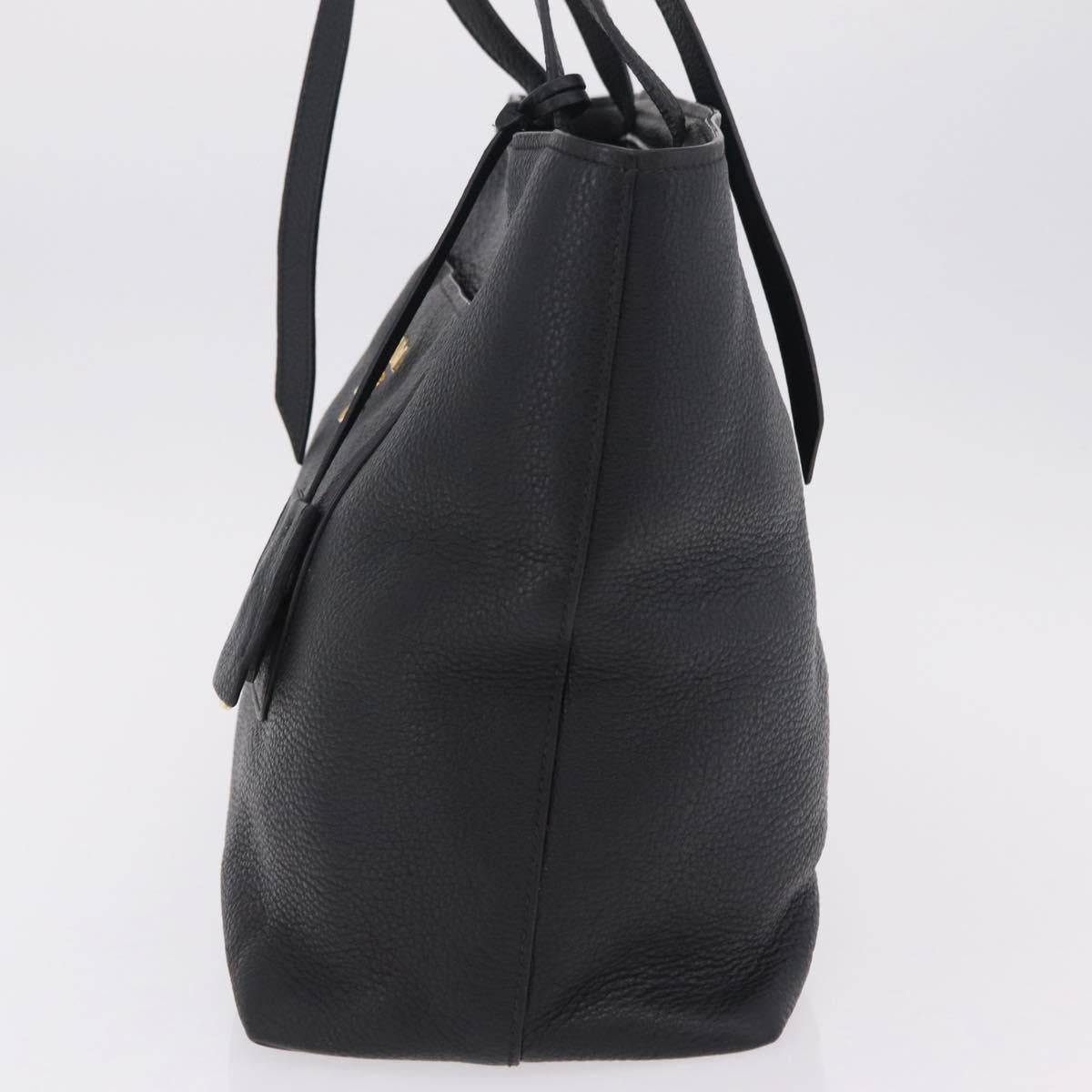 PRADA Tote Bag Vittero Dino Leather Black Gold Auth 203881V