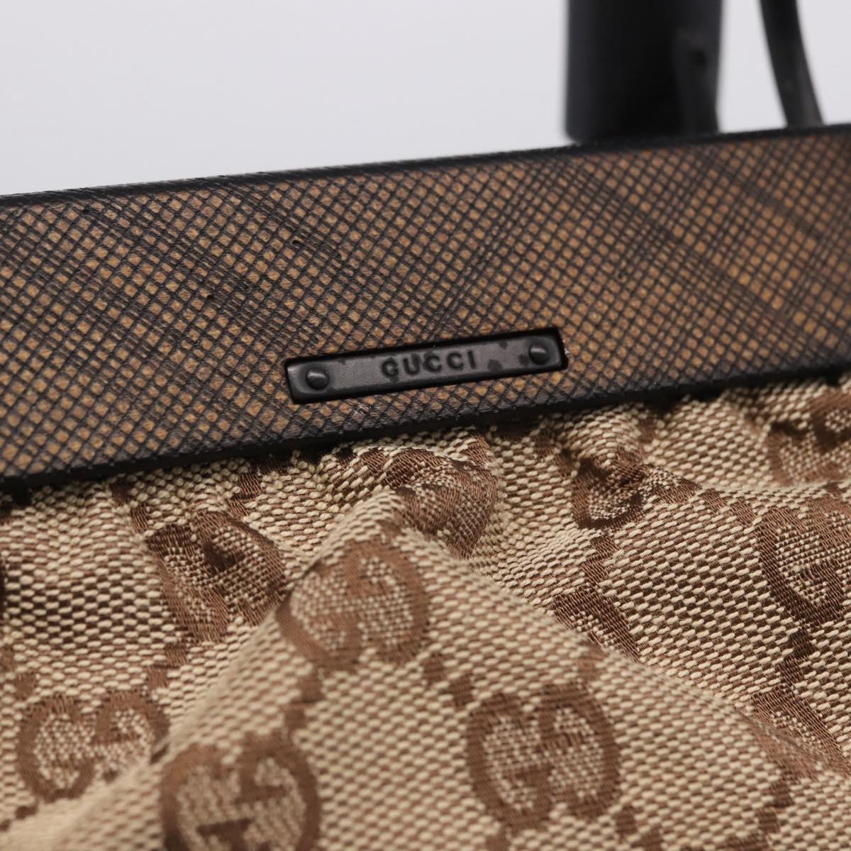 GUCCI GG Canvas Wood Handle Hand Bag Beige 112683 Auth 203883V