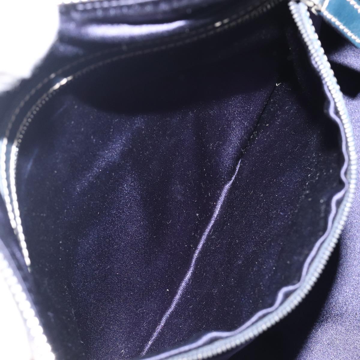 FENDI Zucchino Canvas Boston Bag Navy Silver Auth 203884