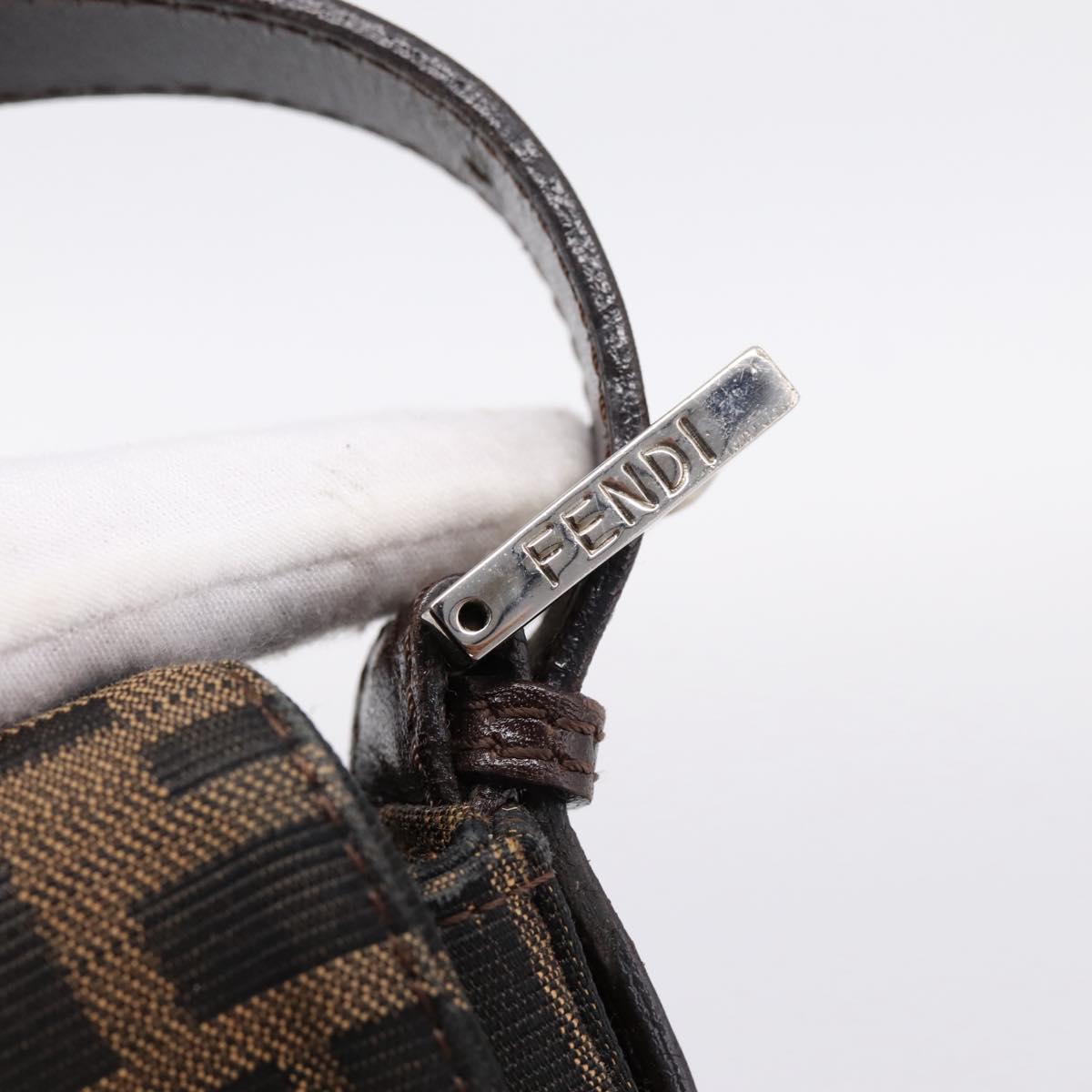 FENDI Zucca Canvas Mamma Baguette Shoulder Bag Black Brown Auth 203886V