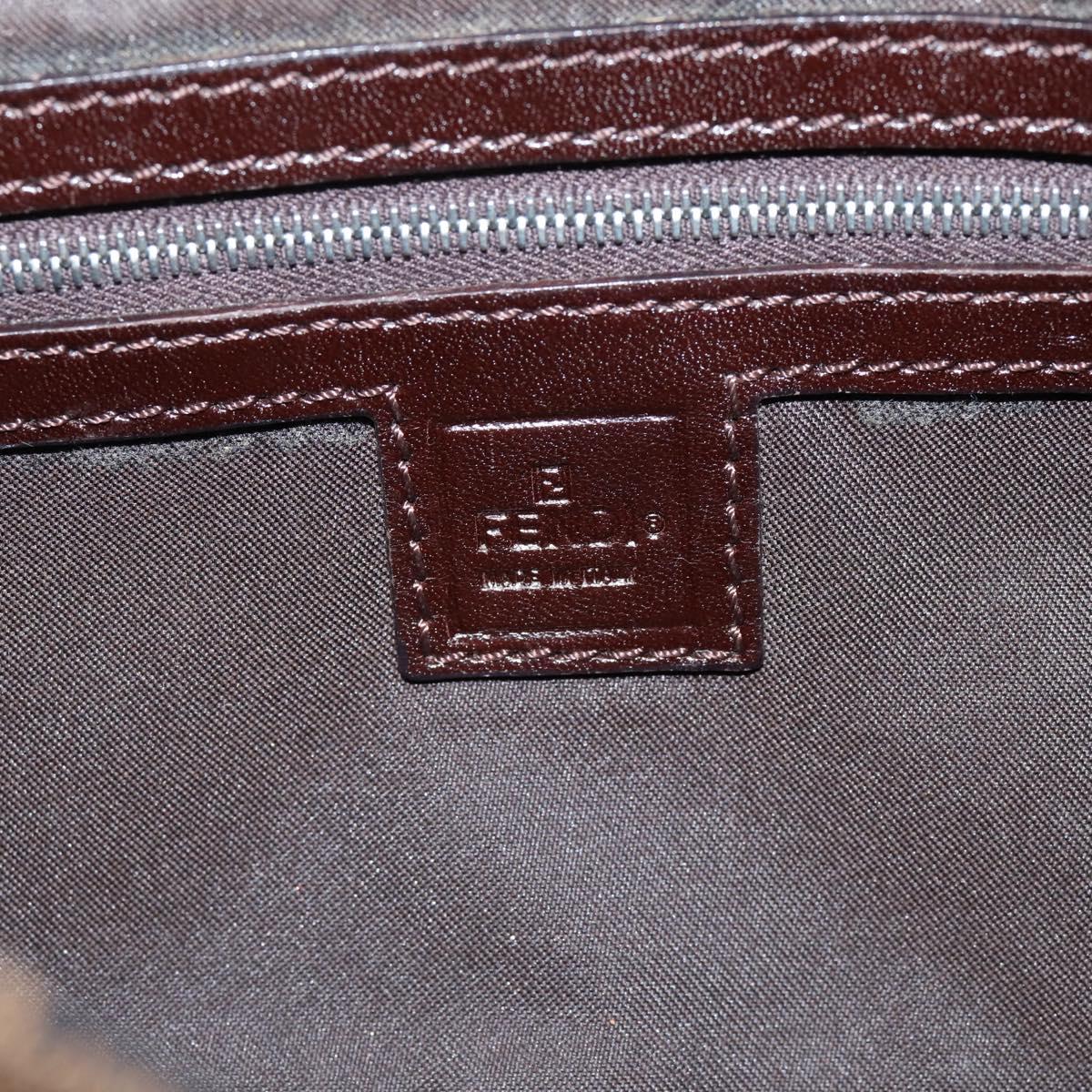 FENDI Zucca Canvas Mamma Baguette Shoulder Bag Black Brown Auth 203886V