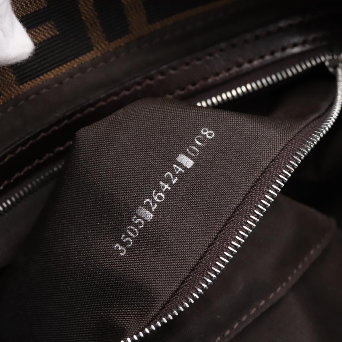 FENDI Zucca Canvas Mamma Baguette Shoulder Bag Black Brown Auth 203886V