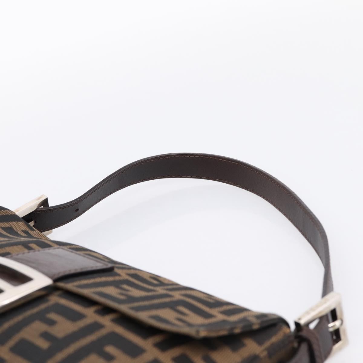 FENDI Zucca Canvas Mamma Baguette Shoulder Bag Black Brown Auth 203886V