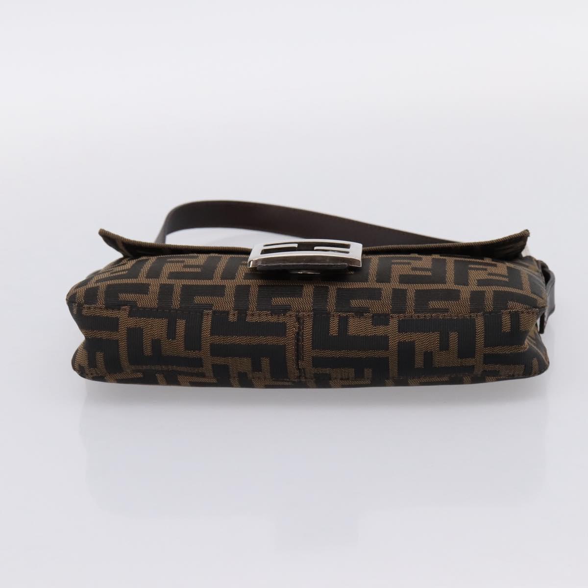 FENDI Zucca Canvas Mamma Baguette Shoulder Bag Black Brown Auth 203886V