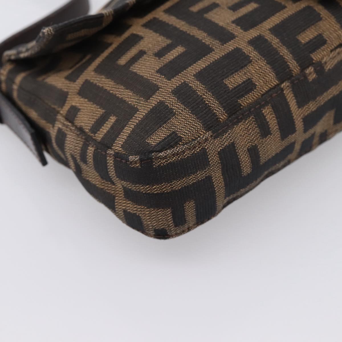 FENDI Zucca Canvas Mamma Baguette Shoulder Bag Black Brown Auth 203887V