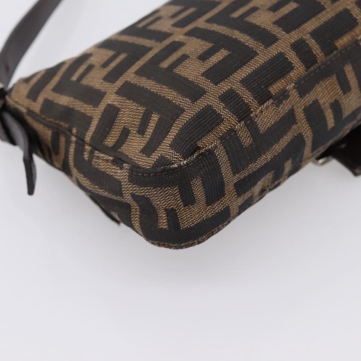FENDI Zucca Canvas Mamma Baguette Shoulder Bag Black Brown Auth 203887V