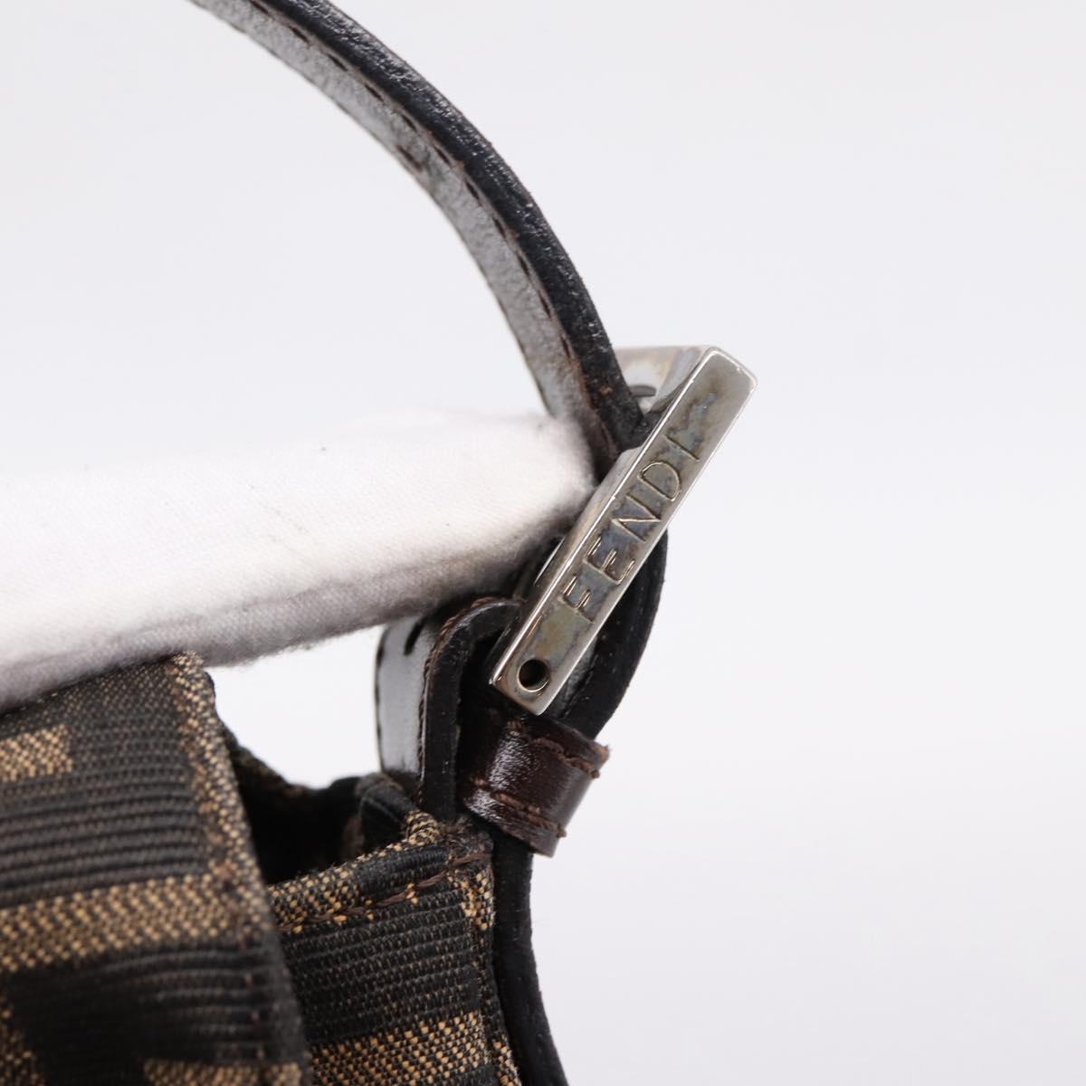 FENDI Zucca Canvas Mamma Baguette Shoulder Bag Black Brown Auth 203887V