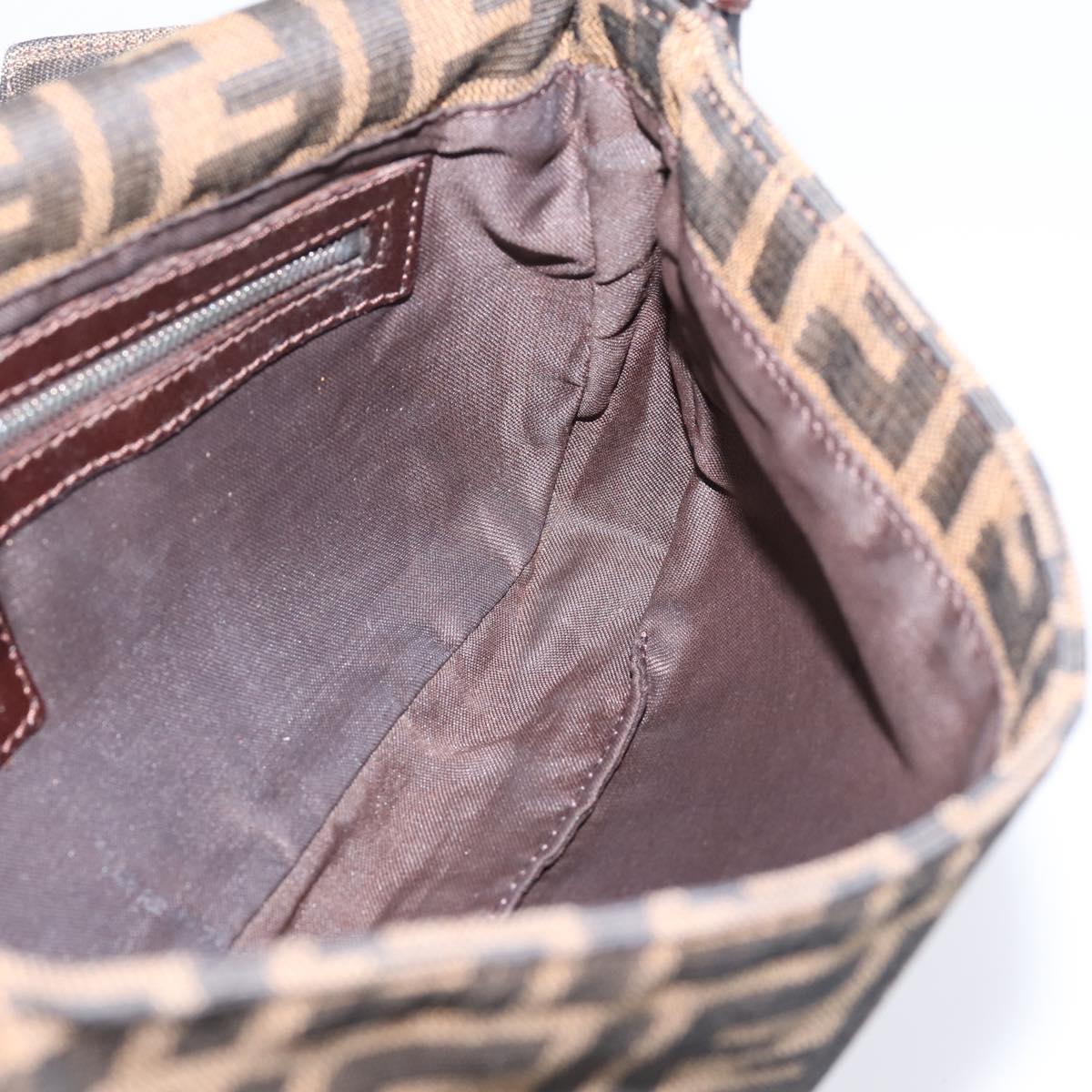 FENDI Zucca Canvas Mamma Baguette Shoulder Bag Black Brown Auth 203887V