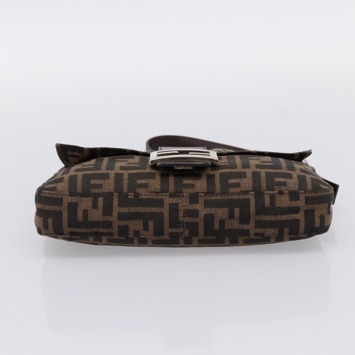 FENDI Zucca Canvas Mamma Baguette Shoulder Bag Black Brown Auth 203887V