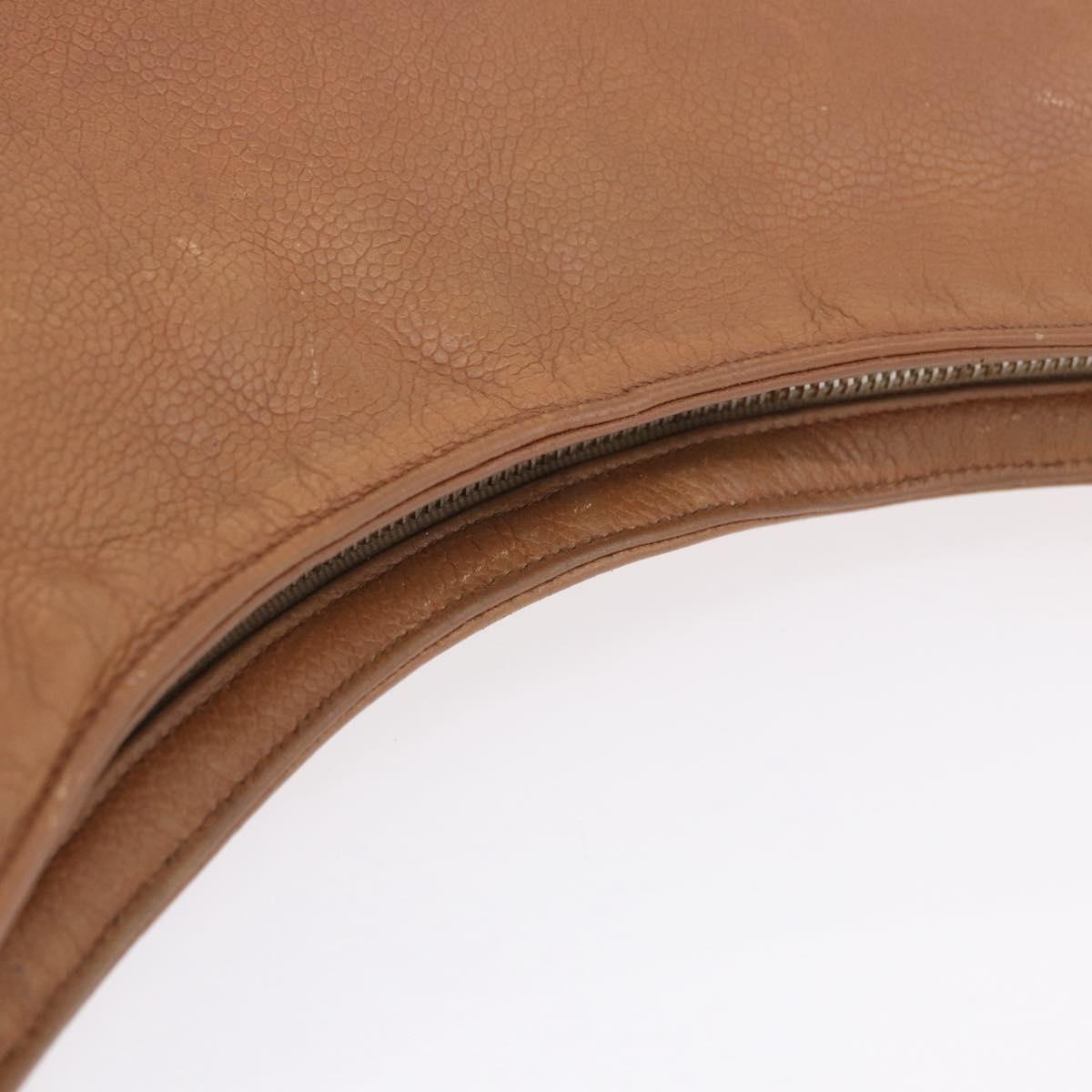 CHANEL Shoulder Bag Caviar Skin Brown Gold CC Auth 203890