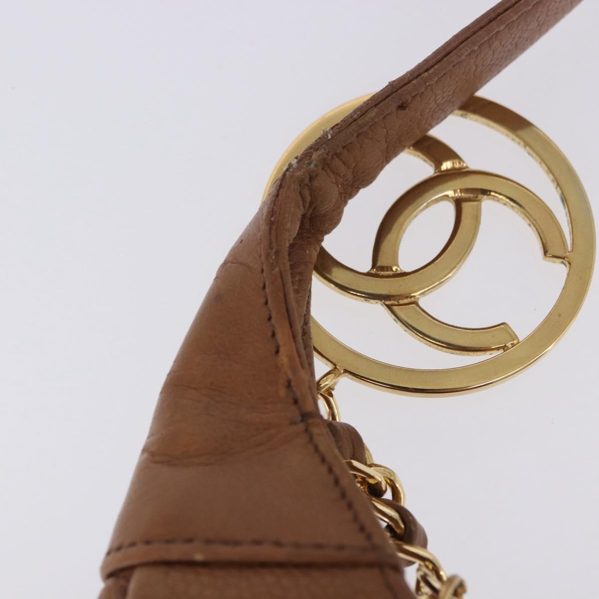 CHANEL Shoulder Bag Caviar Skin Brown Gold CC Auth 203890