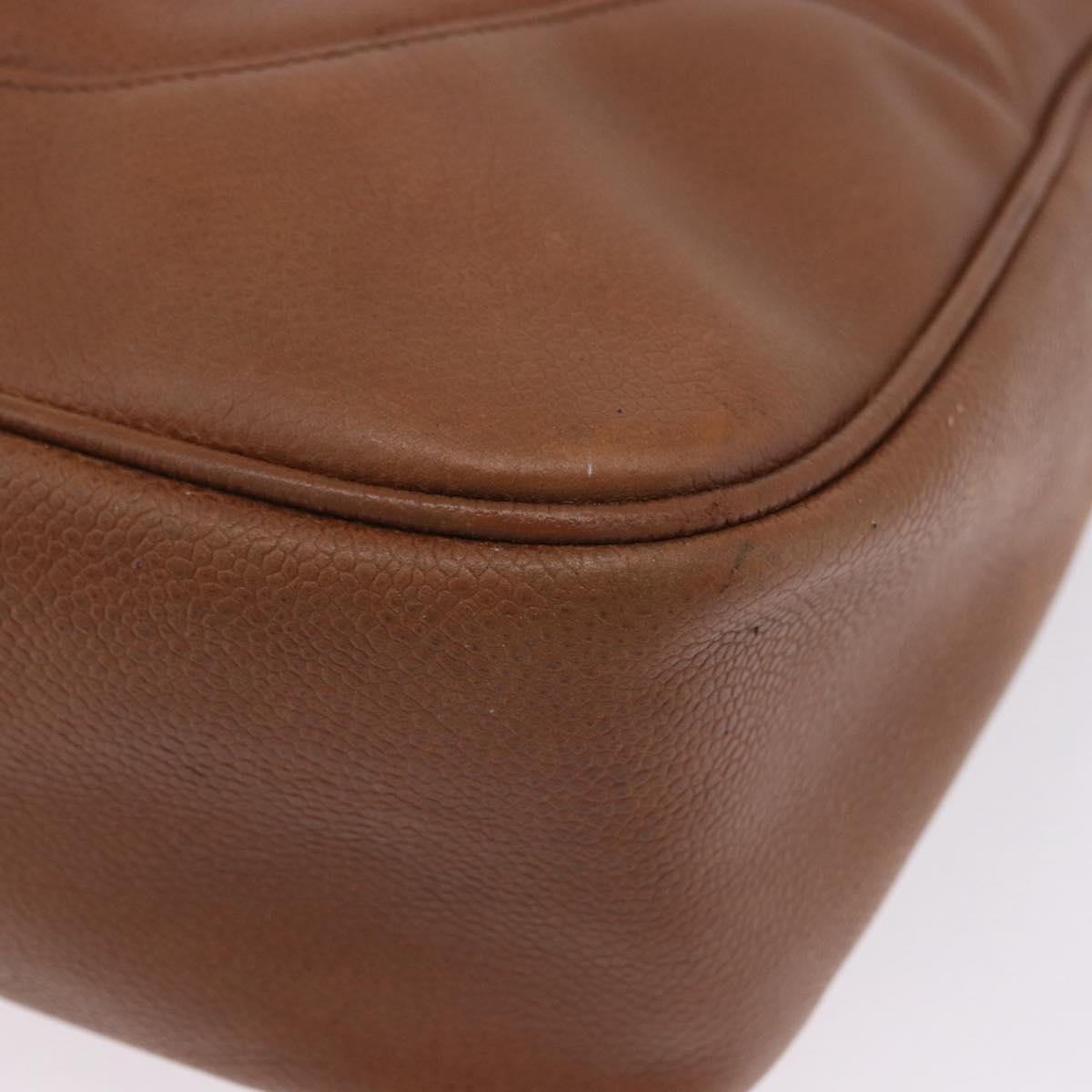 CHANEL Shoulder Bag Caviar Skin Brown Gold CC Auth 203890