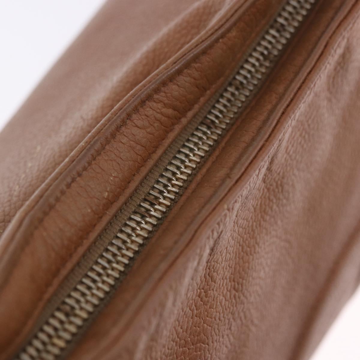 CHANEL Shoulder Bag Caviar Skin Brown Gold CC Auth 203890
