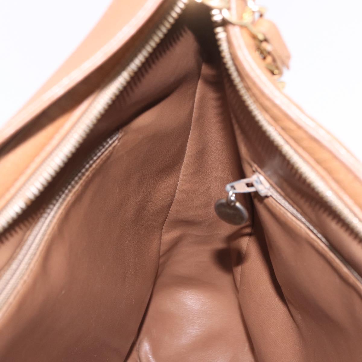 CHANEL Shoulder Bag Caviar Skin Brown Gold CC Auth 203890