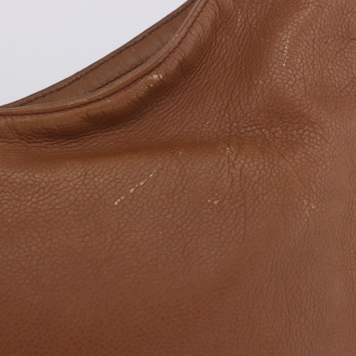 CHANEL Shoulder Bag Caviar Skin Brown Gold CC Auth 203890