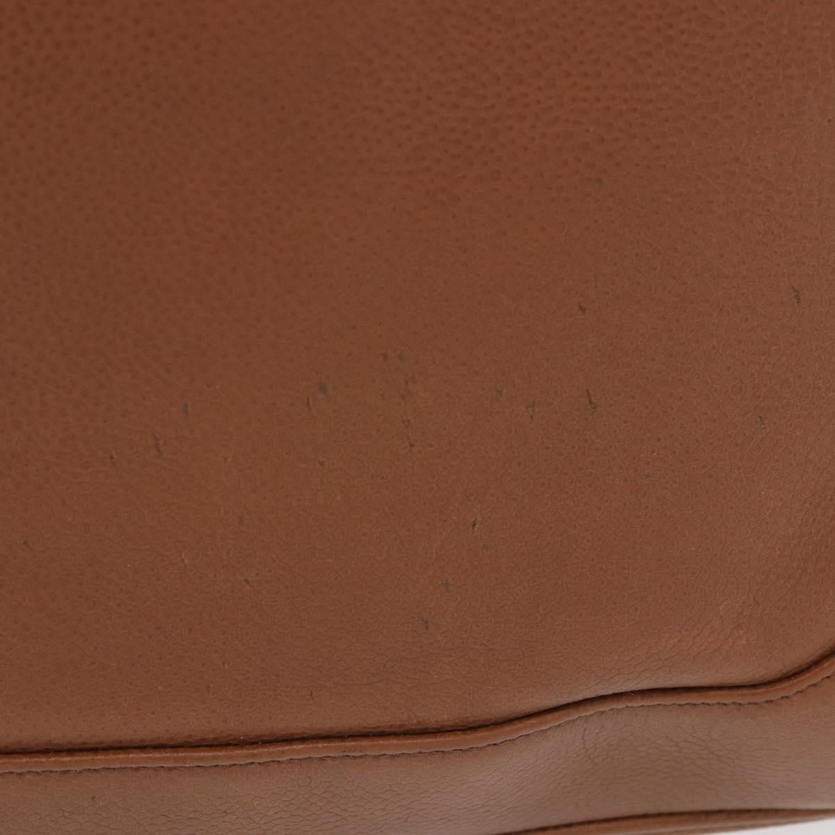 CHANEL Shoulder Bag Caviar Skin Brown Gold CC Auth 203890