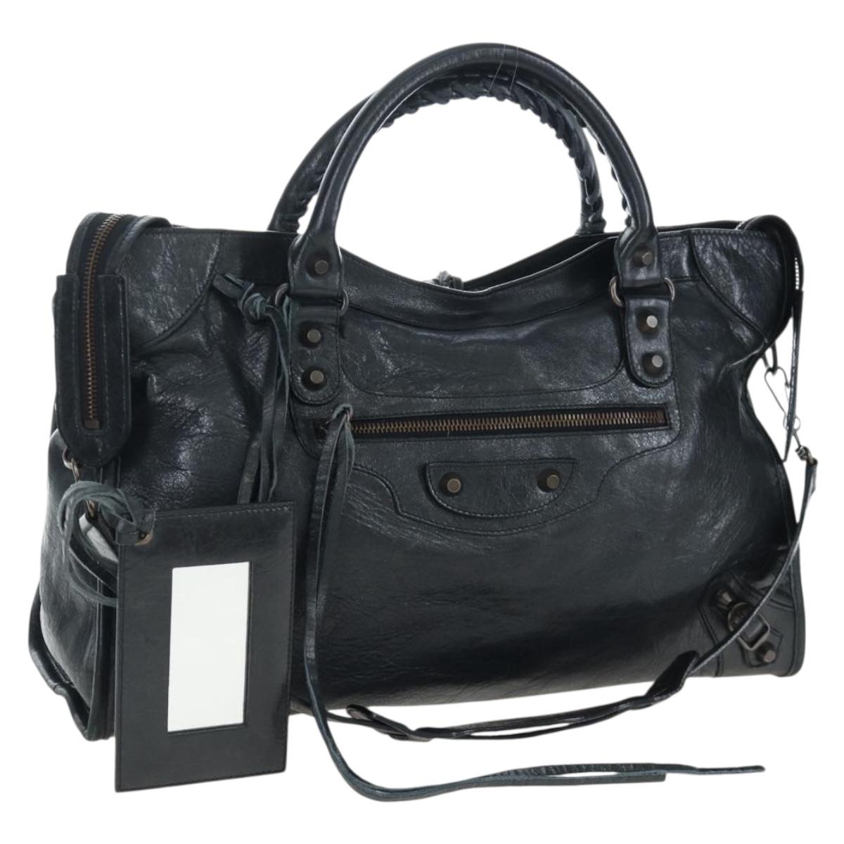 BALENCIAGA The City Hand Bag Leather Black 115748 Auth 203891SAM