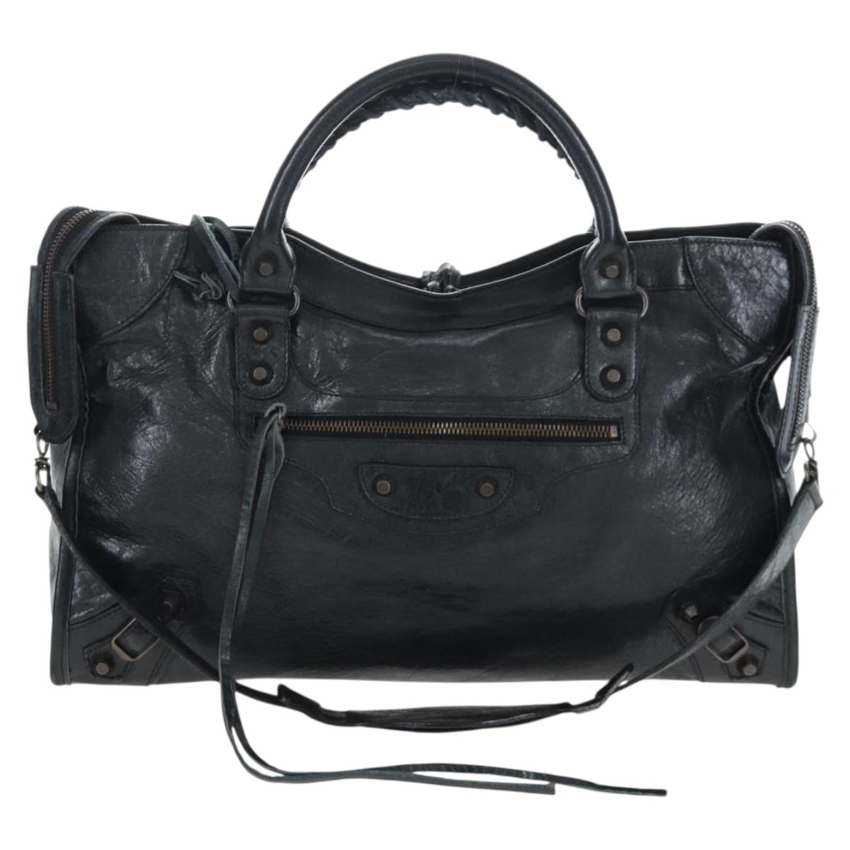 BALENCIAGA The City Hand Bag Leather Black 115748 Auth 203891SAM
