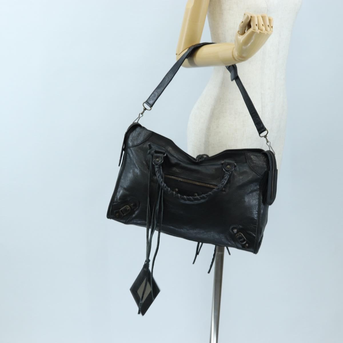 BALENCIAGA The City Hand Bag Leather Black 115748 Auth 203891SAM