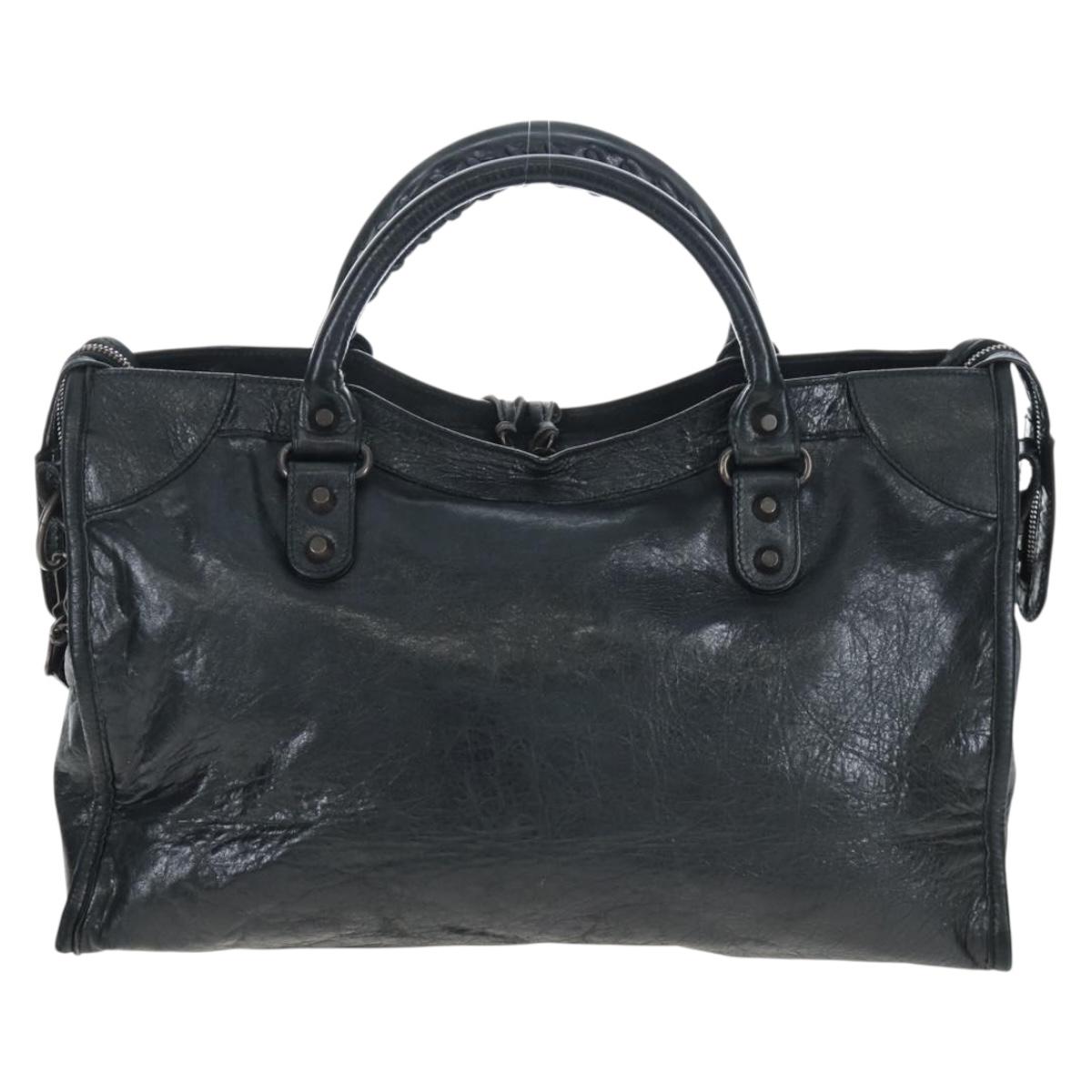 BALENCIAGA The City Hand Bag Leather Black 115748 Auth 203891SAM