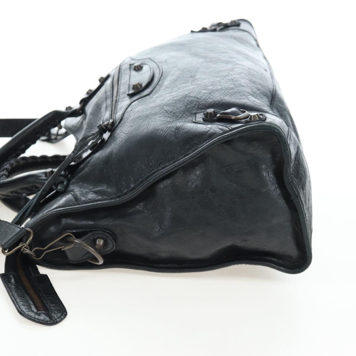 BALENCIAGA The City Hand Bag Leather Black 115748 Auth 203891SAM