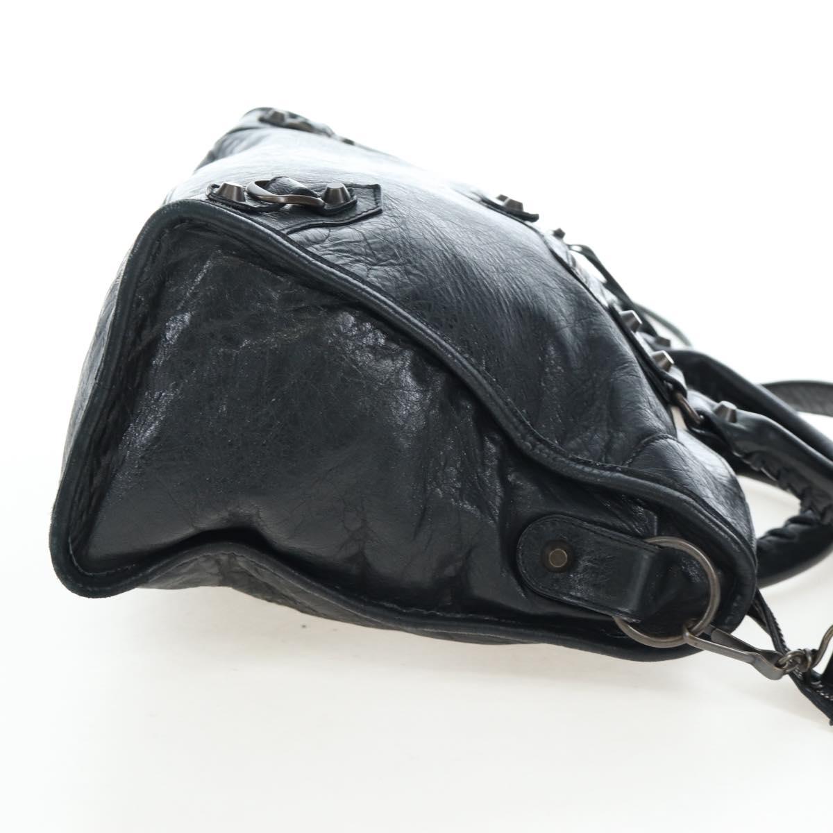 BALENCIAGA The City Hand Bag Leather Black 115748 Auth 203891SAM