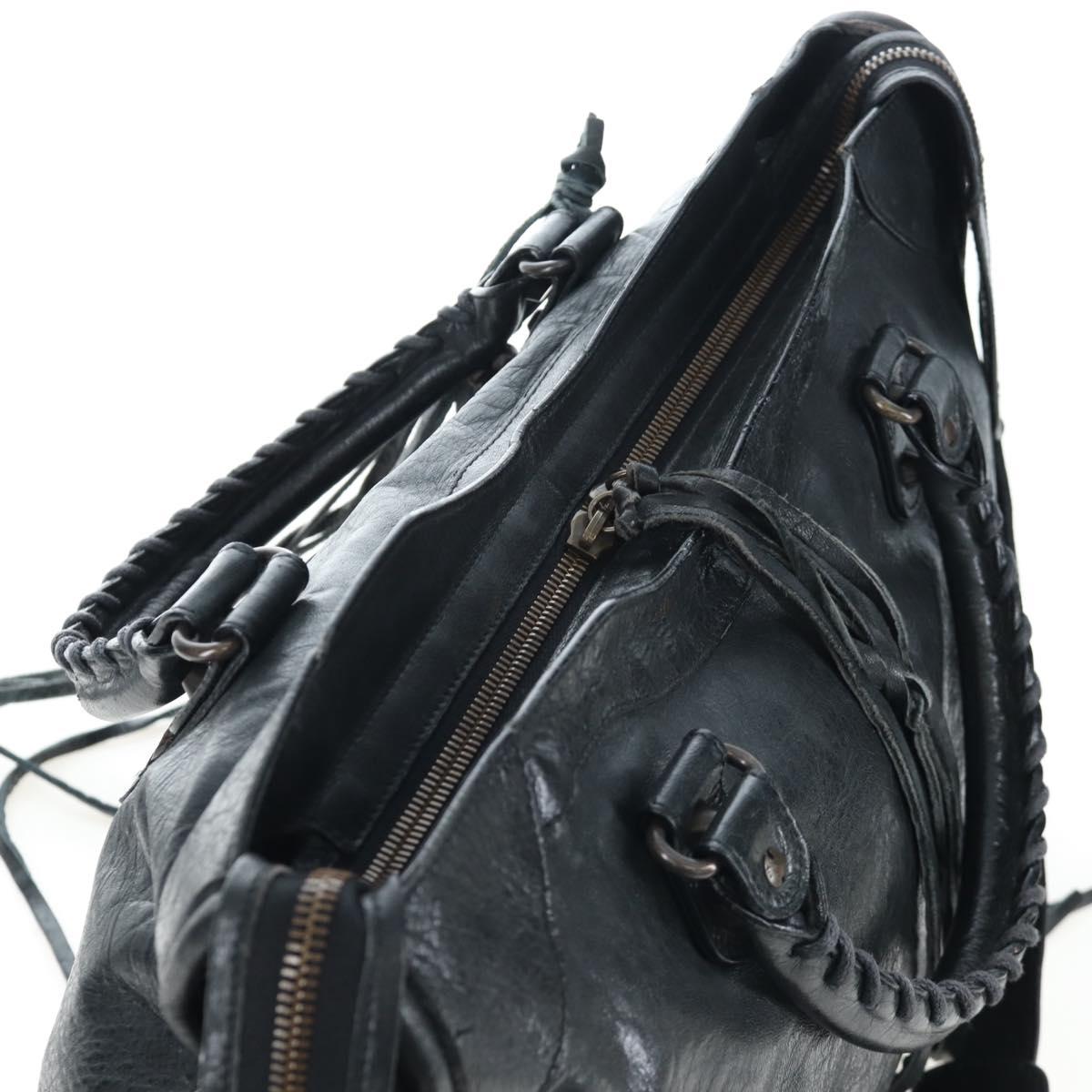 BALENCIAGA The City Hand Bag Leather Black 115748 Auth 203891SAM