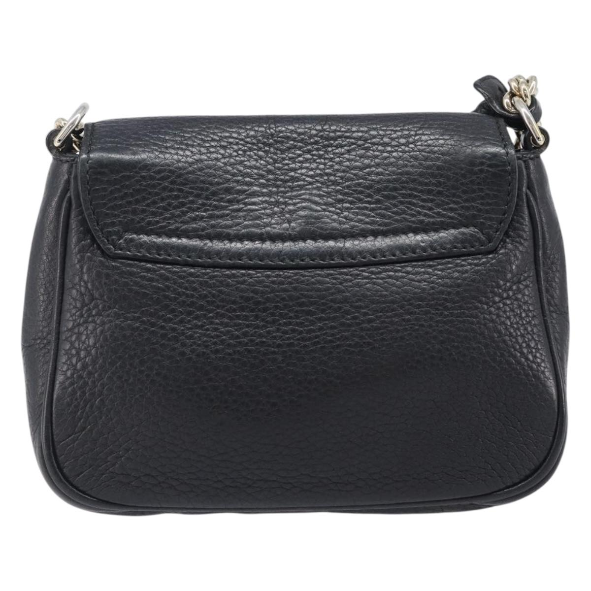 GUCCI Soho Chain Shoulder Bag Leather Black Gold 323190 Auth 203892A